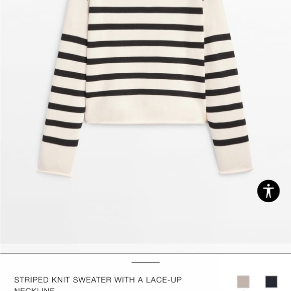 NWT Zara Striped Sweater with Lace Up Neckline - Picture 6 of 9
